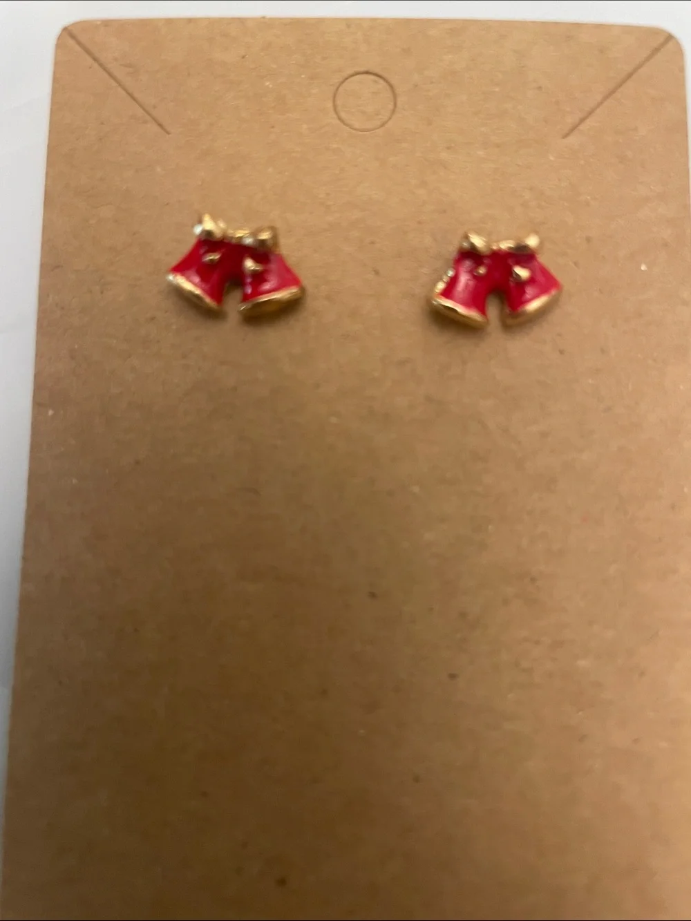 Kids Red Bell Stud Earrings - Cute Holiday Accessory